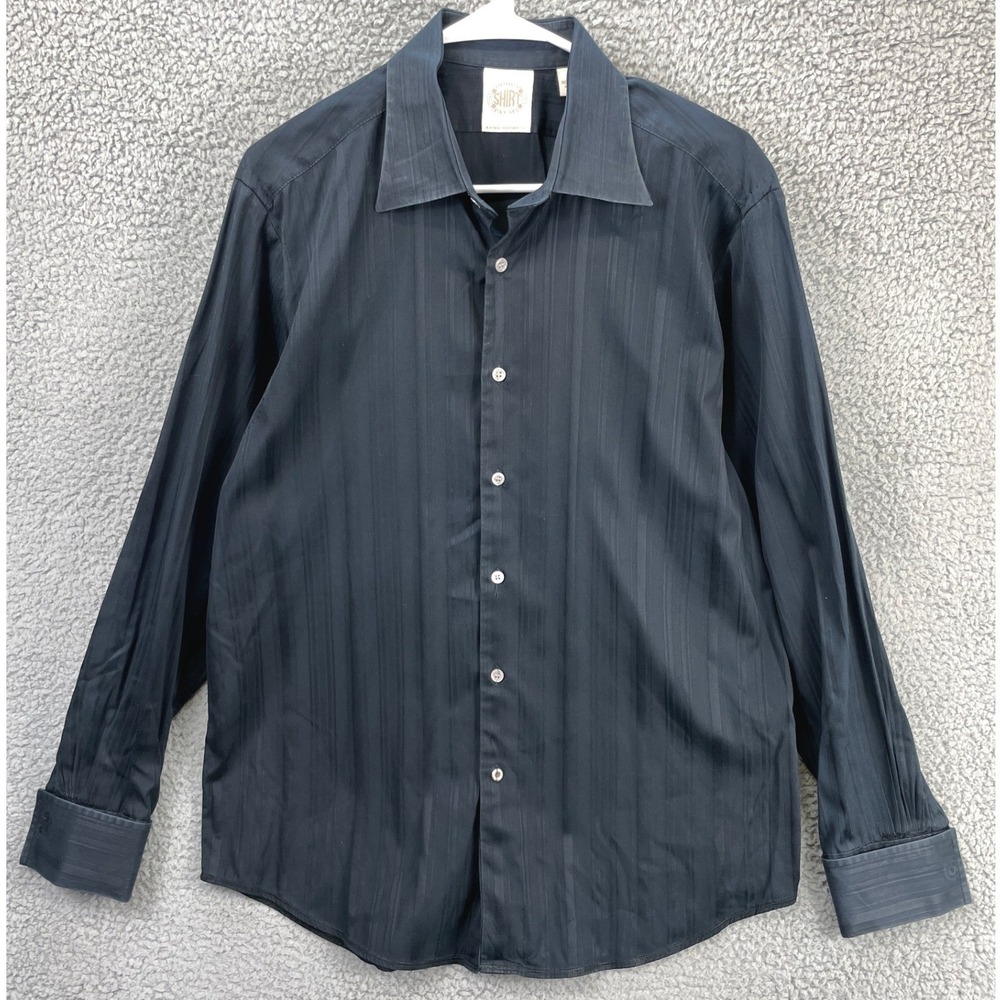Tommy Bahama Indigo Palms Shirt Button Down Mens Large Navy Blue Cotton Striped